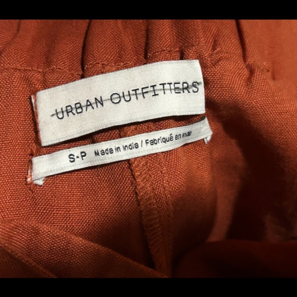 NWOT Urban Outfitters Linen Tie Front Wide Leg Cropped Pants Rust Orange Size S - Picture 14 of 16